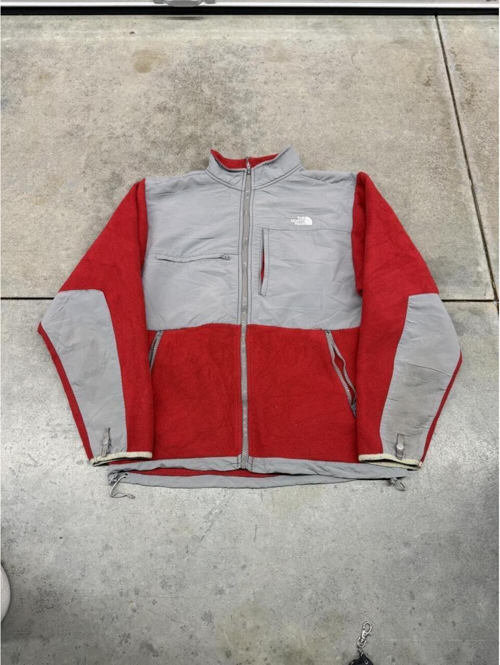 vintage the north face denali fleece red and grey jacket size medium